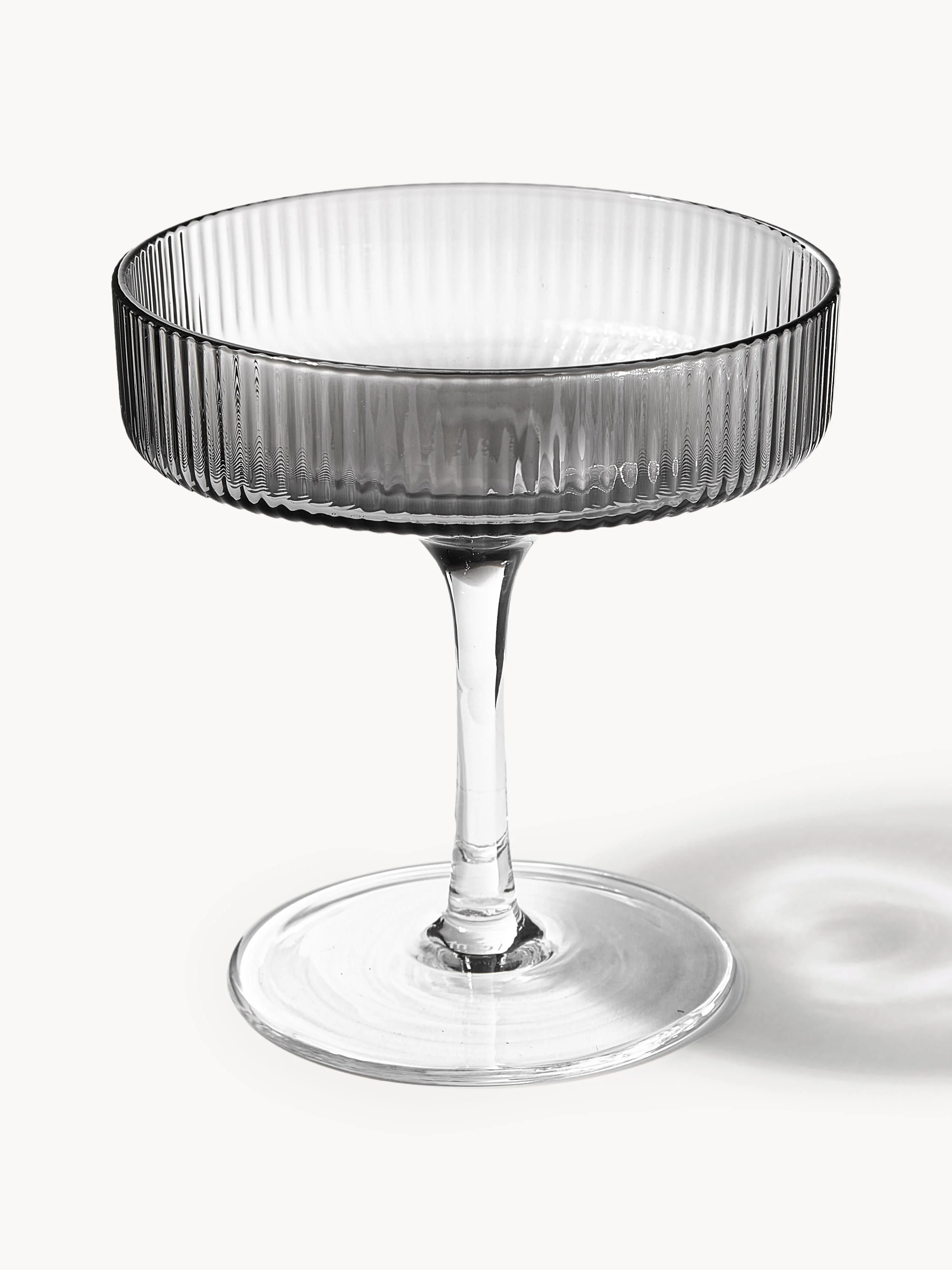 Mundgeblasene Champagnerschalen Ripple mit Rillenrelief, 2er-Set