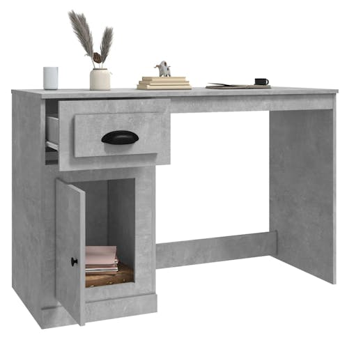 NNEVL Desk with Drawer Concrete Grey 115x50x75 cm Engineered Wood