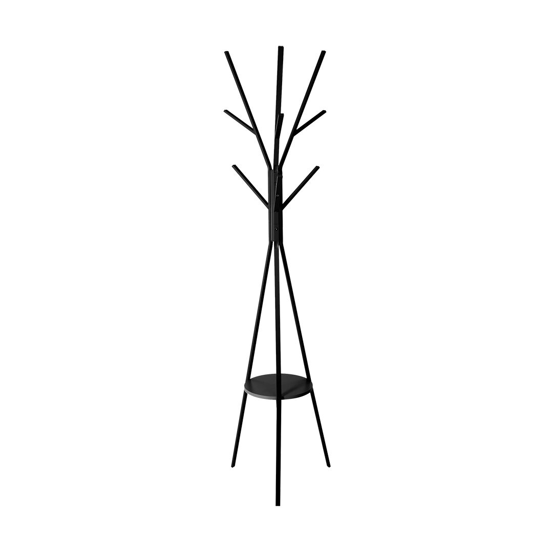 Cabide de pé preto com 8 ganchos