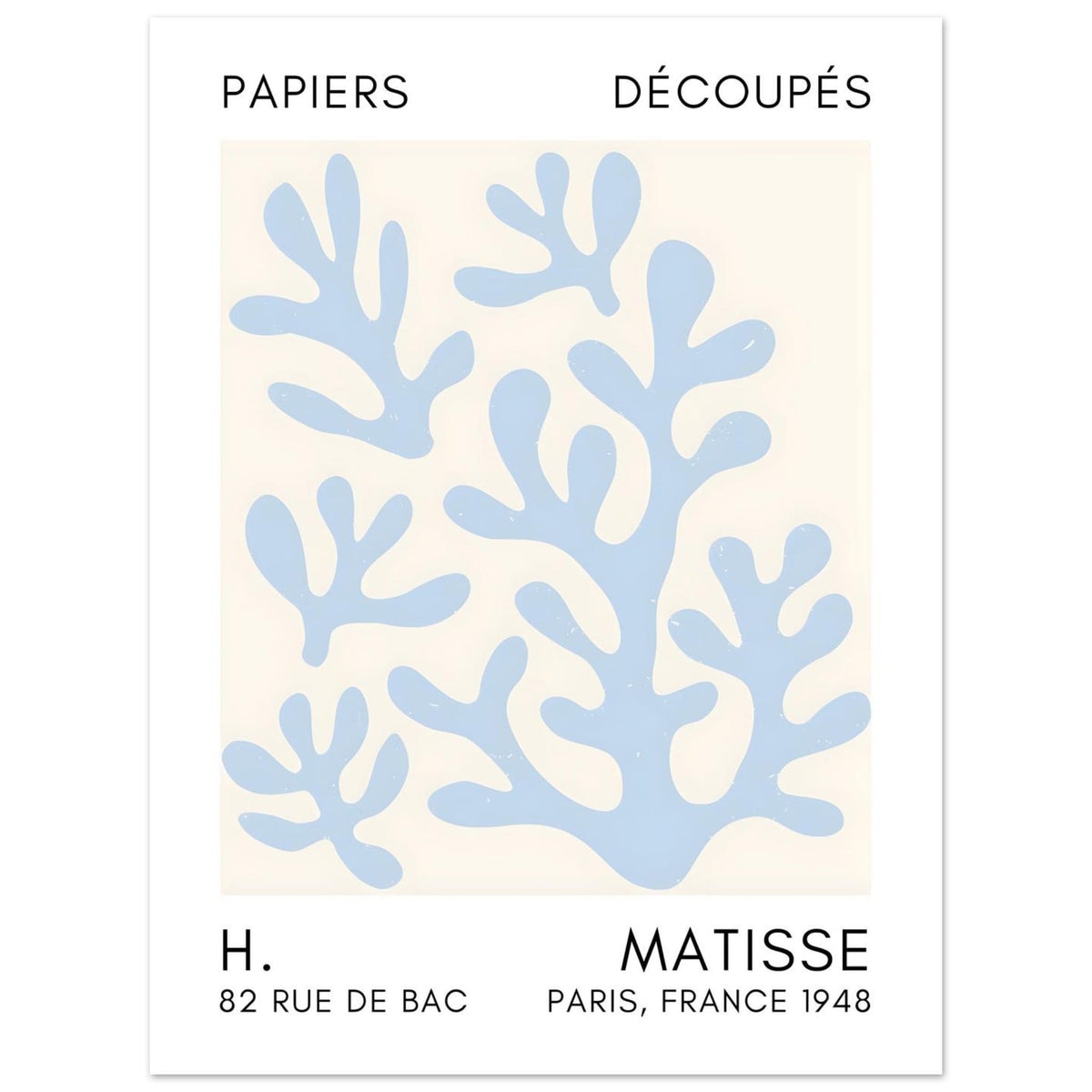 Artfulprints Poster Matisse – Coral shadows light blue  - 30x40 cm - Blauw