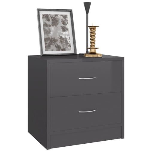 NNEVL Bedside Cabinets 2 pcs High Gloss Grey 40x30x40 cm Chipboard