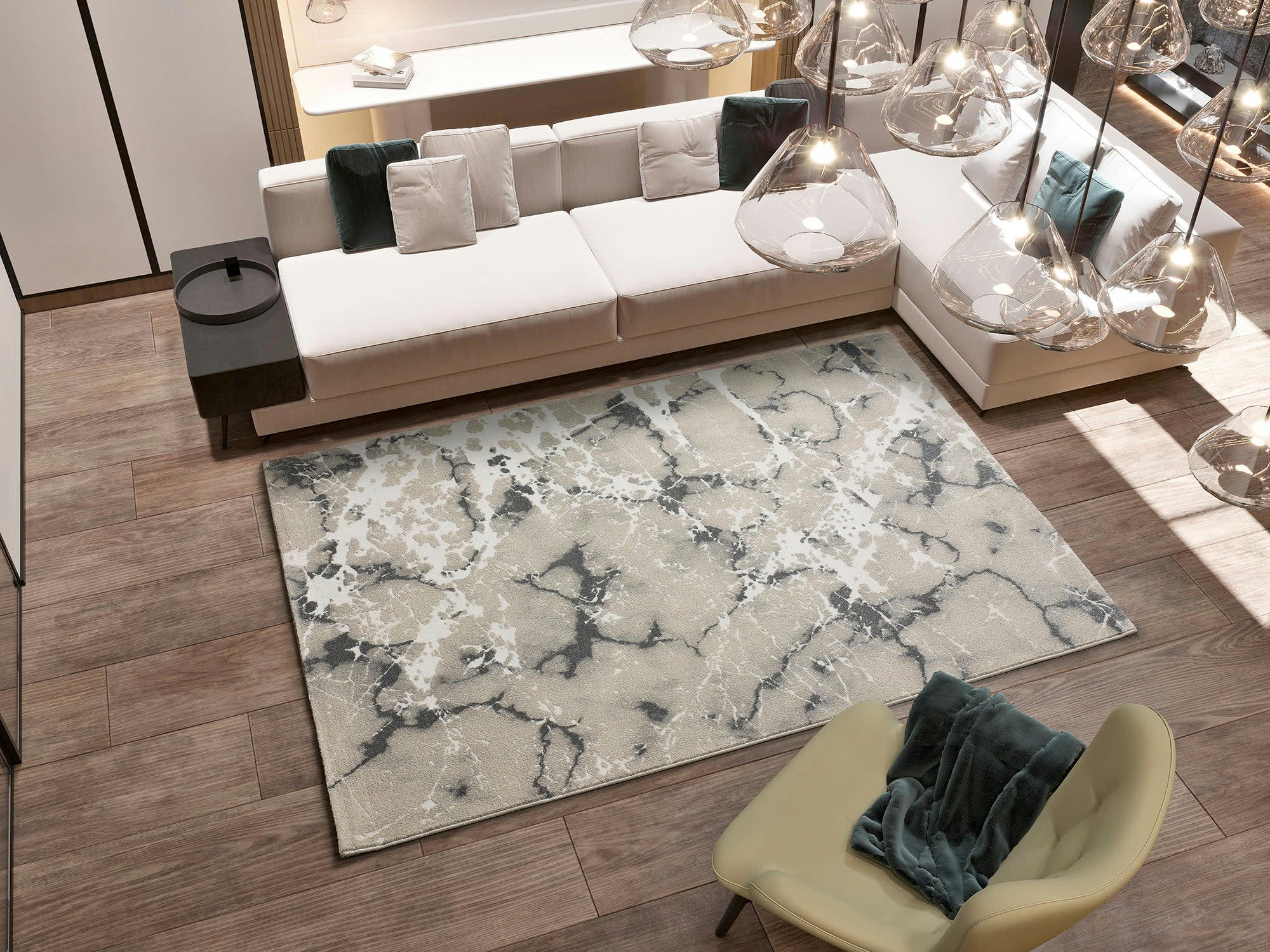 TIBET - Tapis géométrique gris, 140X200 cm