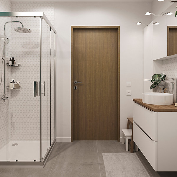 Bloc-porte Alpille effet noyer naturel H.204 x l.73 cm, réversible