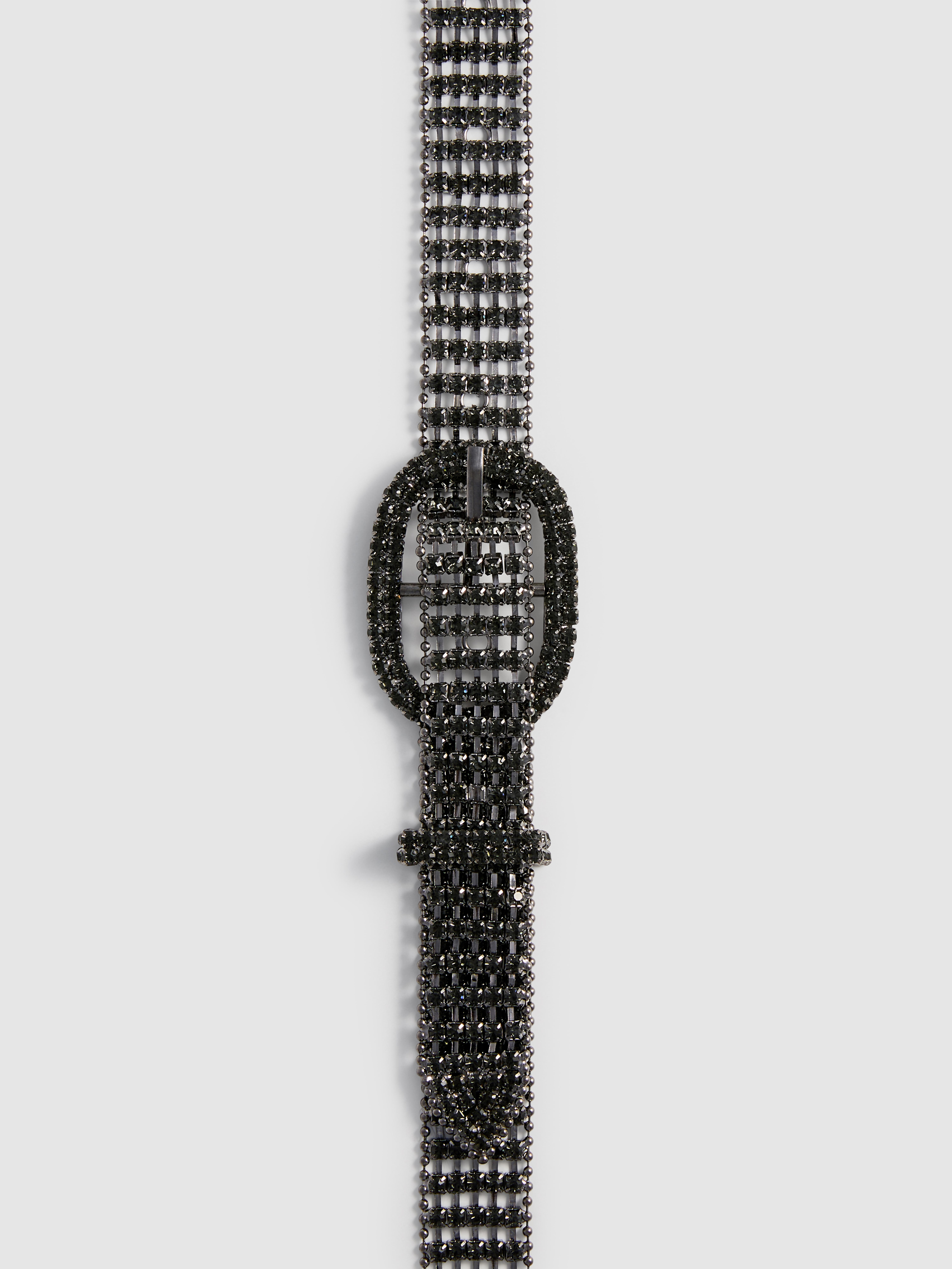 Rhinestone Belt With Oval Buckle