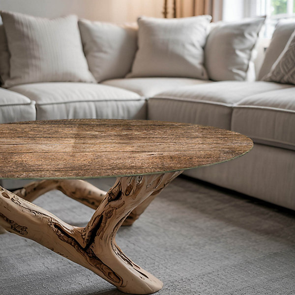 Dessus de table en verre trempé Wallfluent fi90 cm Structure de planches en bois