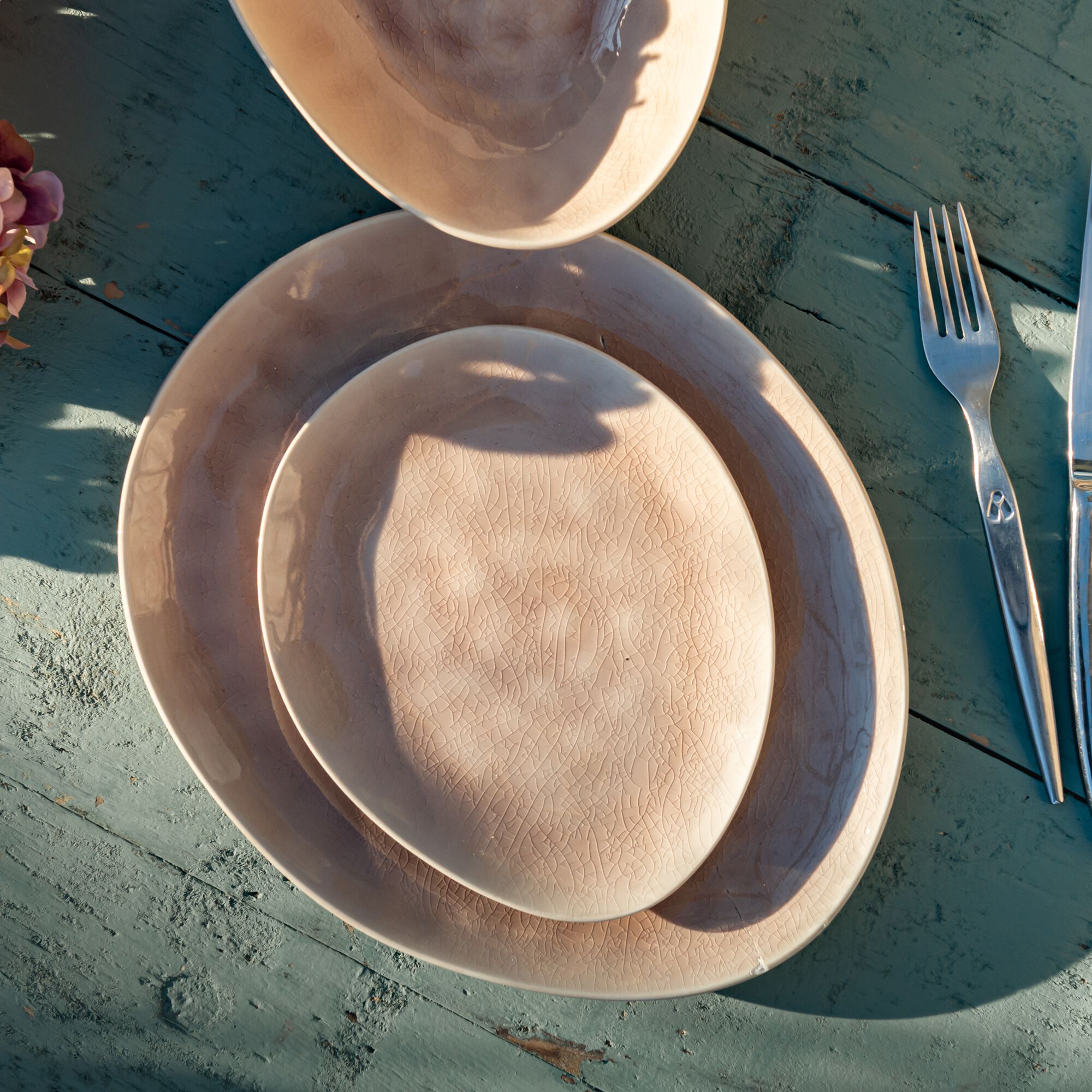 INDIE - Assiette plate grès D28,5cm - rose