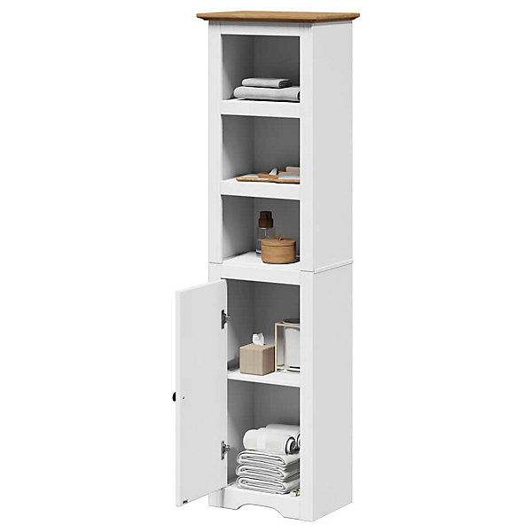 Armoire de salle de bain BODO blanc et marron 44x30x160 cm vidaXL