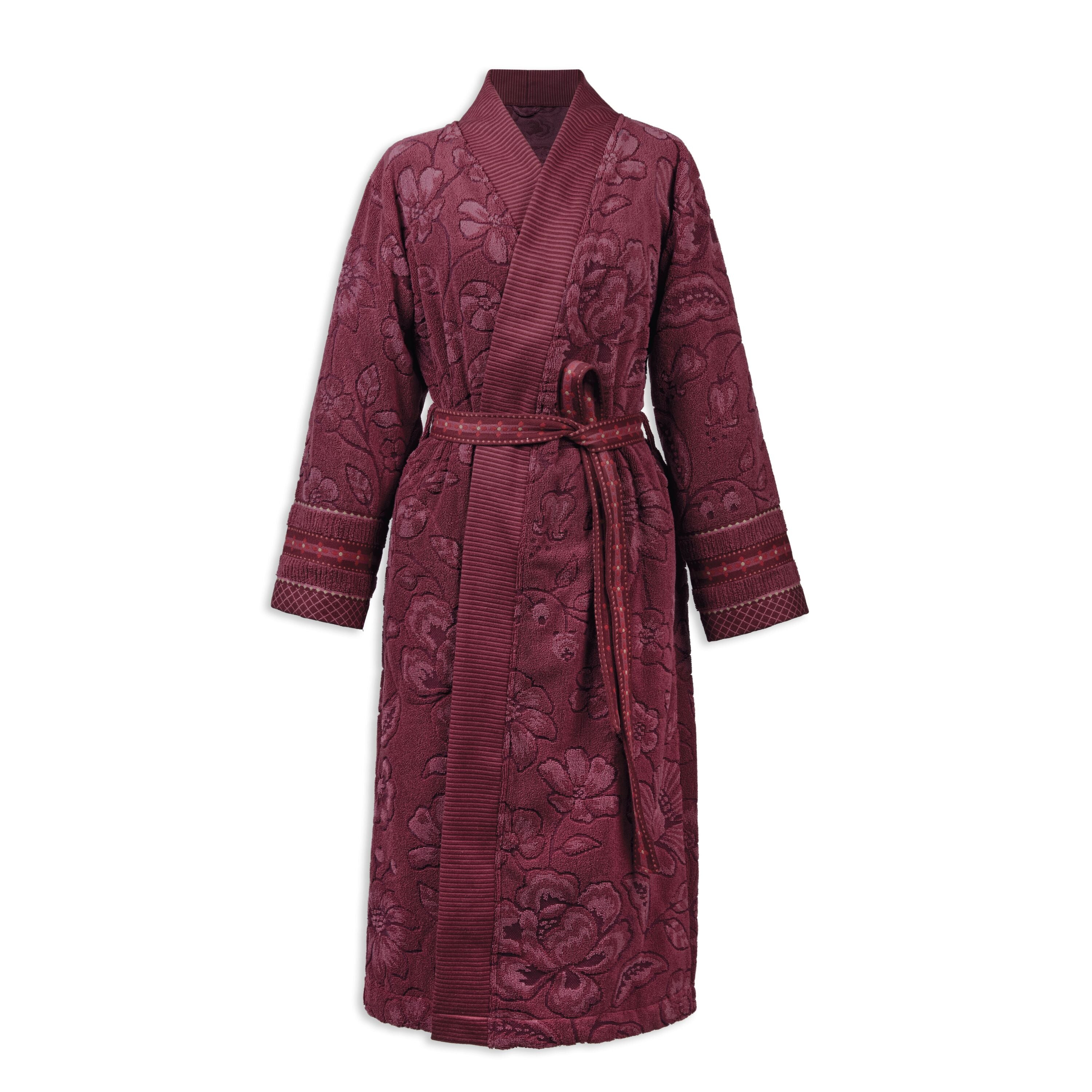 Pip Studio Jasmin Jacquard Badjas - Donker Roze - S