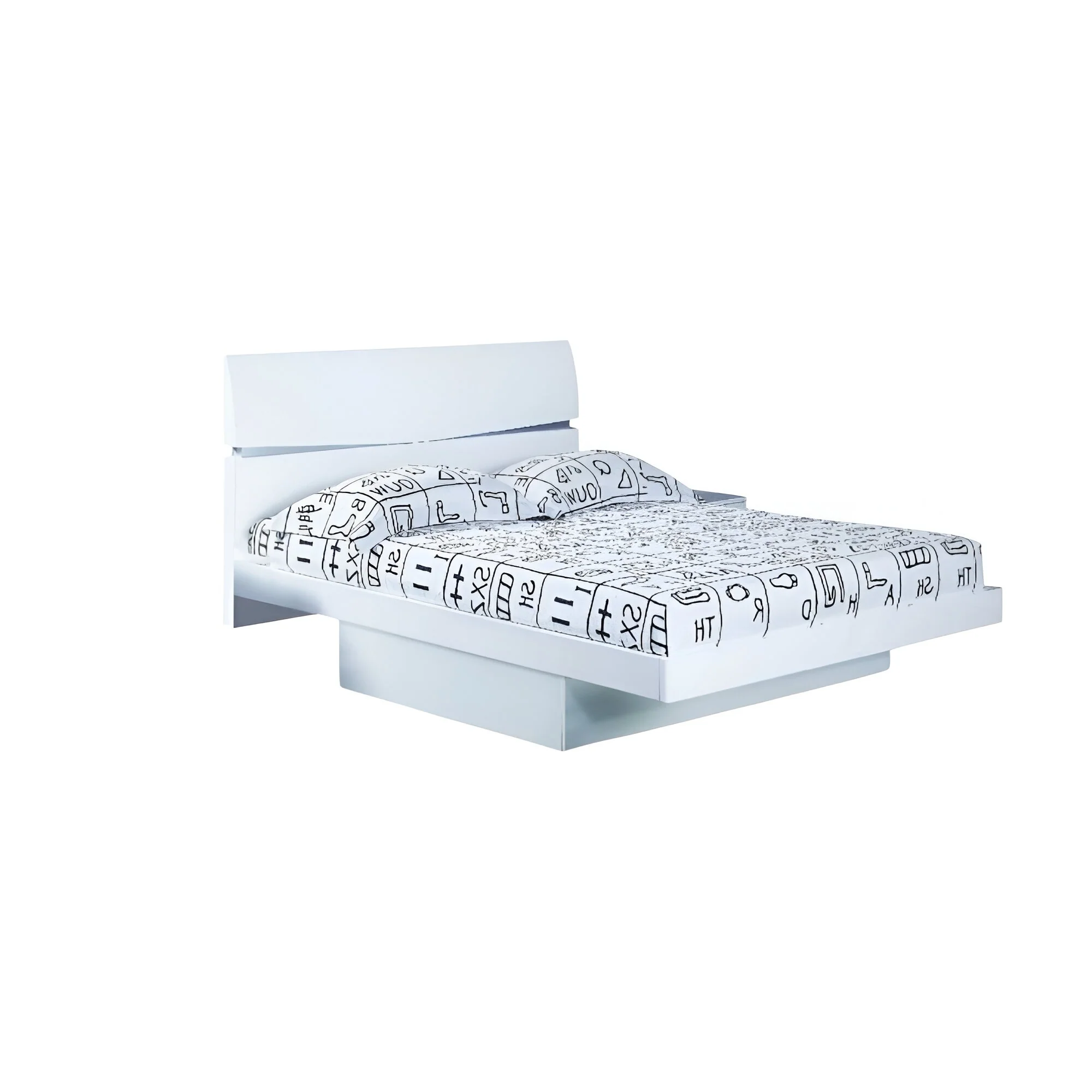 HomeRoots Four Piece White Solid and Manufactured Wood Bedroom Set With Mirror