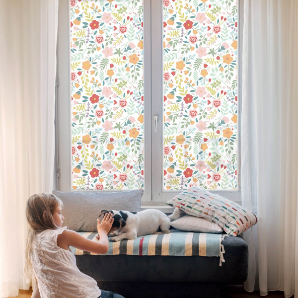 Folia okienna Wzór w kwiaty ochrona prywatności 50x100 Tulup