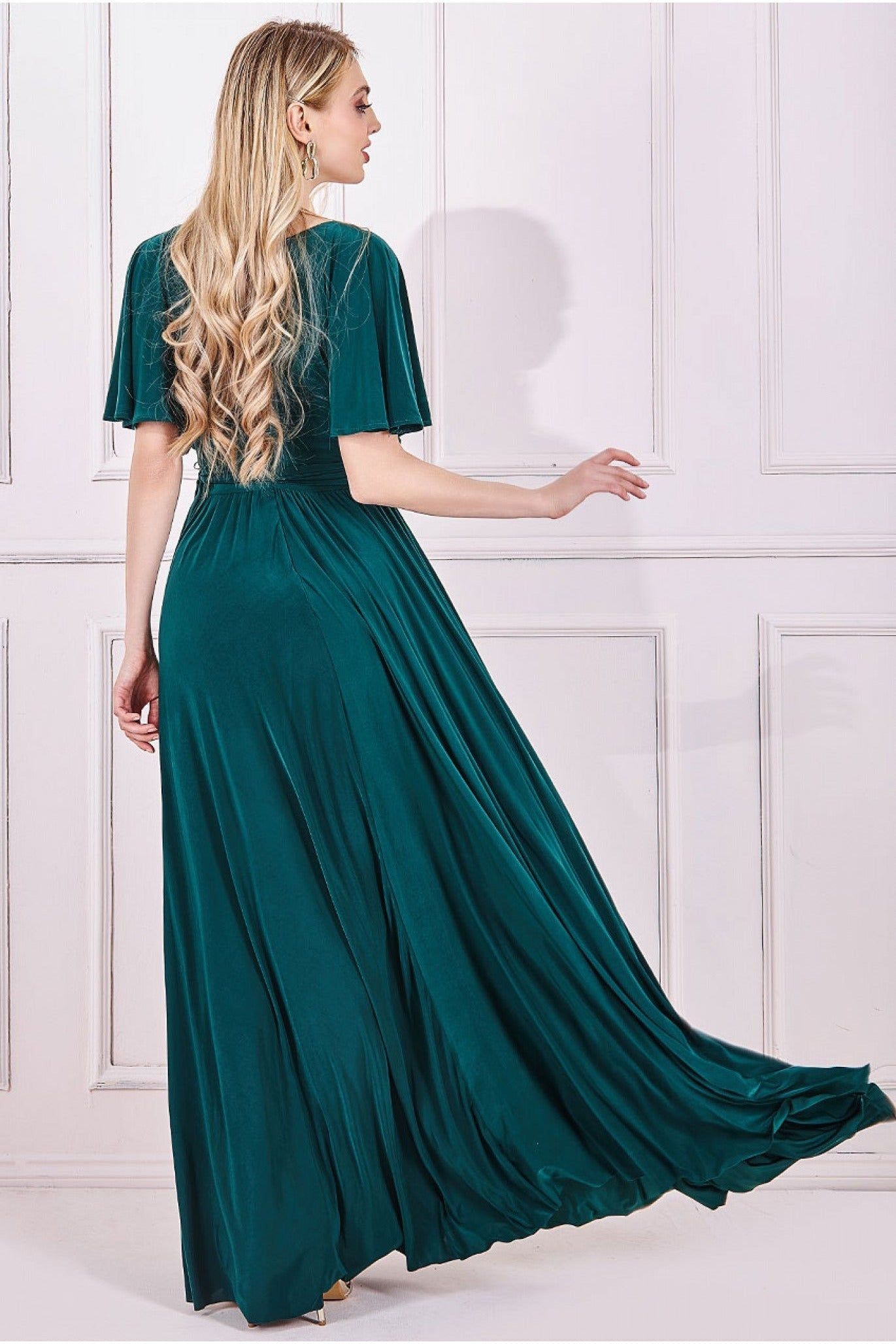 Goddiva Wrap Front Maxi With Flutter Sleeves