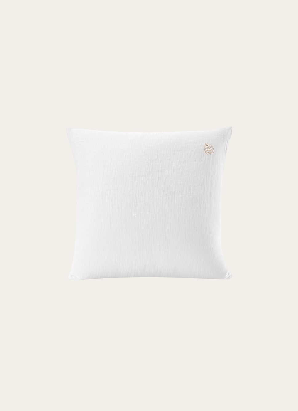 TAIE ENFANT EN GAZE DE COTON BRODERIE FEUILLE MOUSSE