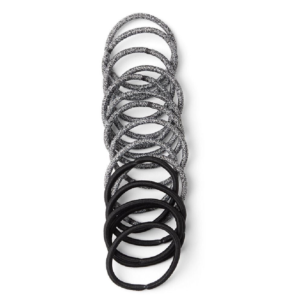 Lot de 15 élastiques à cheveux polyester noir et blanc aspect chiné