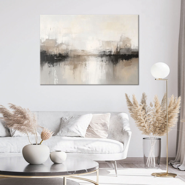 Feeby Obraz na płótnie, Nowoczesna Abstrakcja Szaro Beżowa 60x40