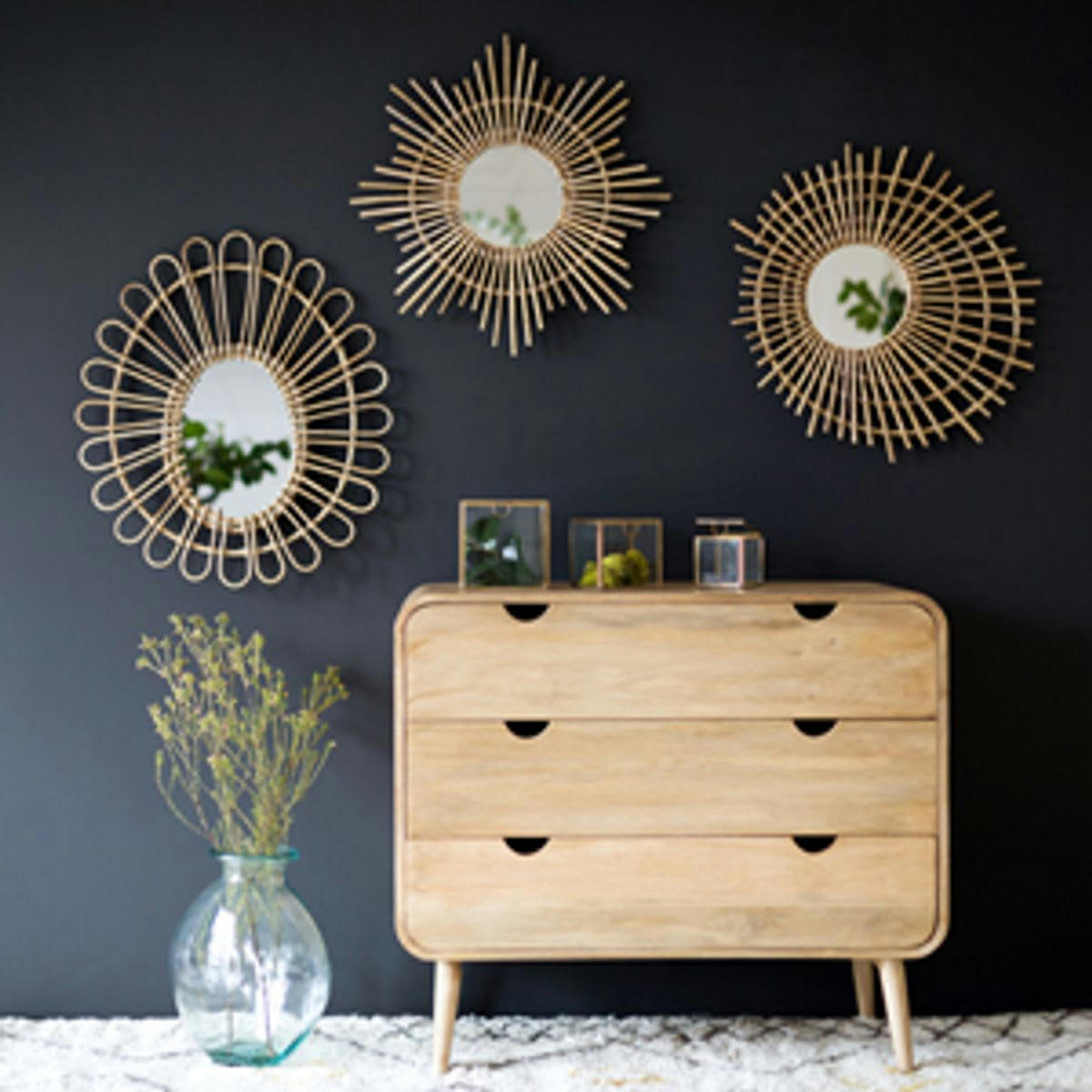 MOKA - Miroir en rotin naturel 59 x 53 cm