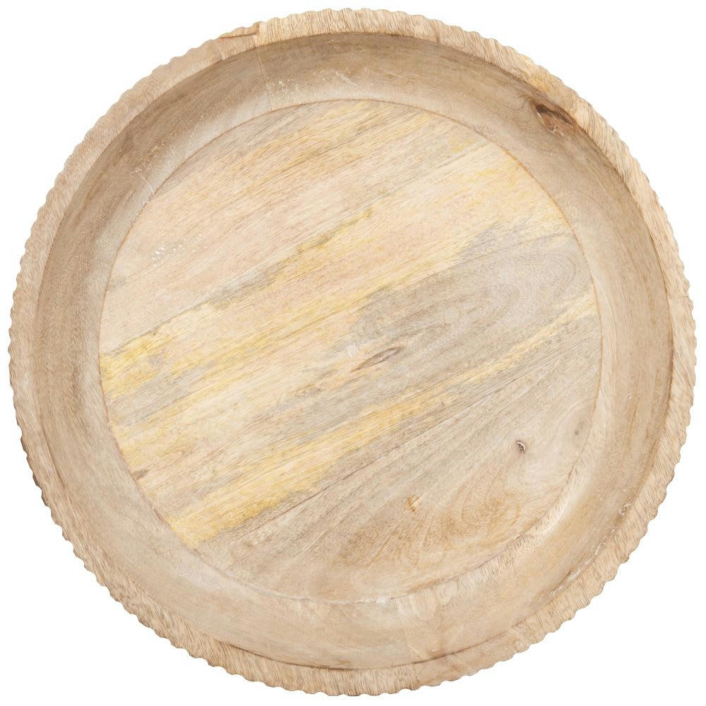YARA - Plateau en bois de manguier beige et blanc