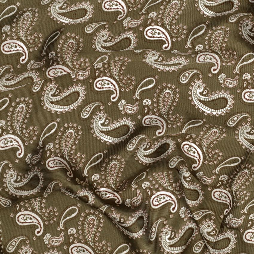 Manfield Olijfgroen sjaaltje met bruin- en witte details