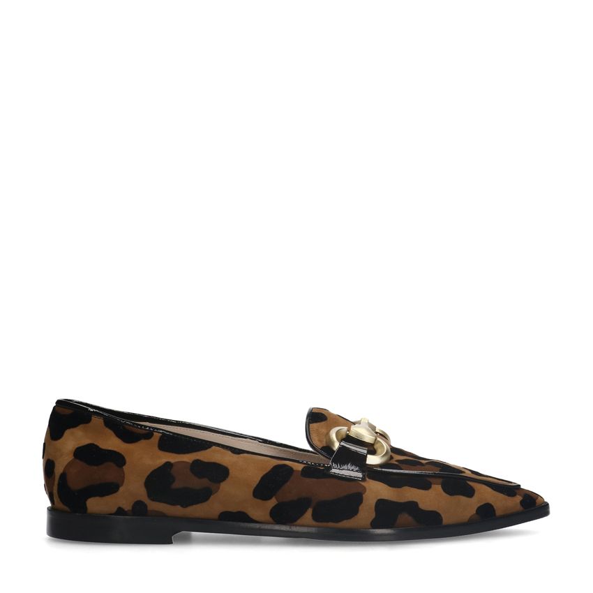 Manfield Suède panter loafers met gouden chain