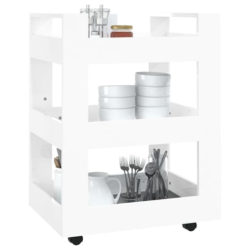 NNEVL Kitchen Trolley High Gloss White 60x45x80 cm Engineered Wood