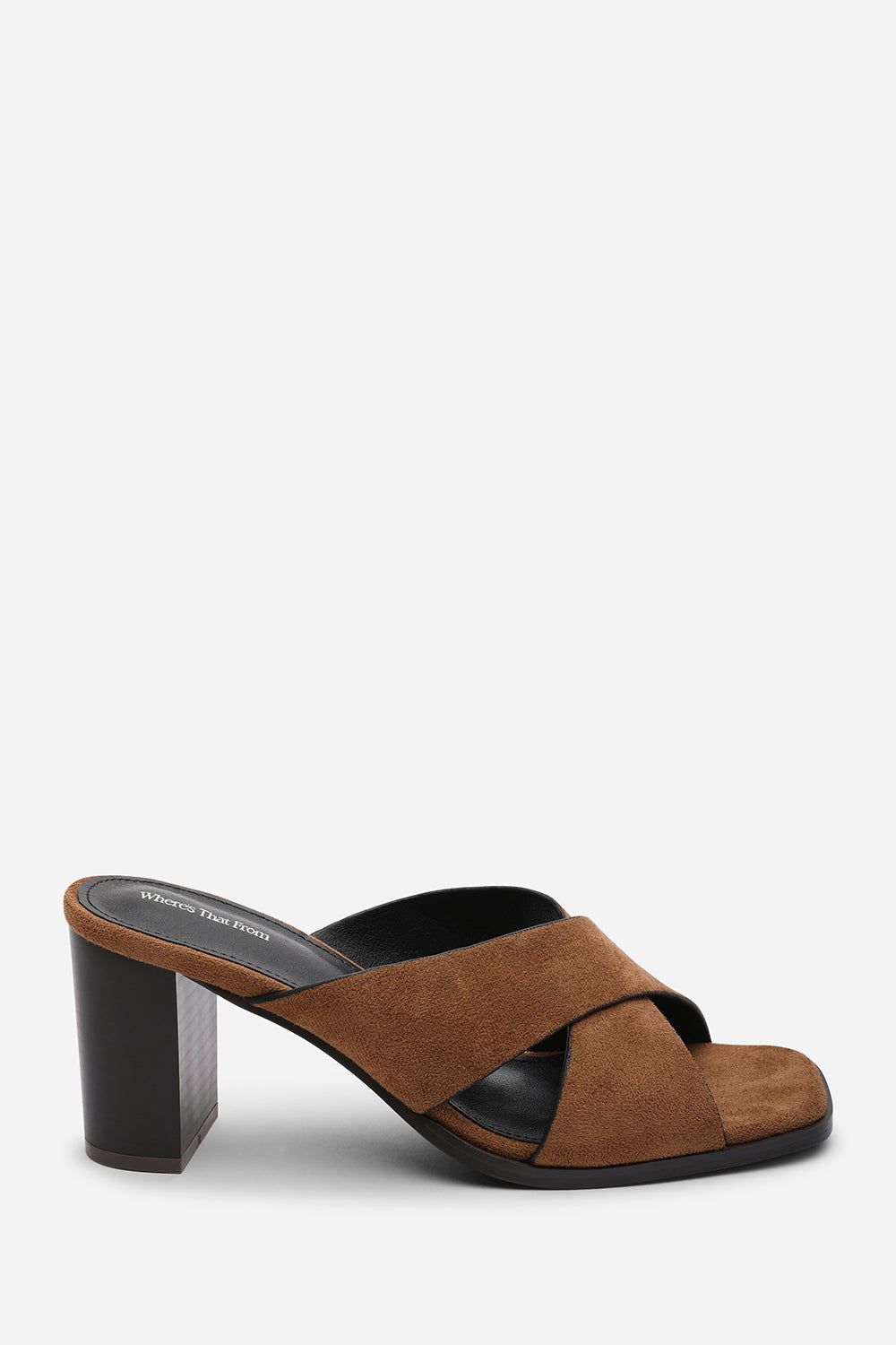 Where's That From Livana Crossover Strap Block Heeled Mule