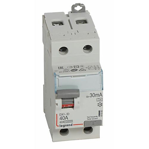 interrupteur différentiel legrand dx3 40a 30ma 2 poles type a - vis / vis