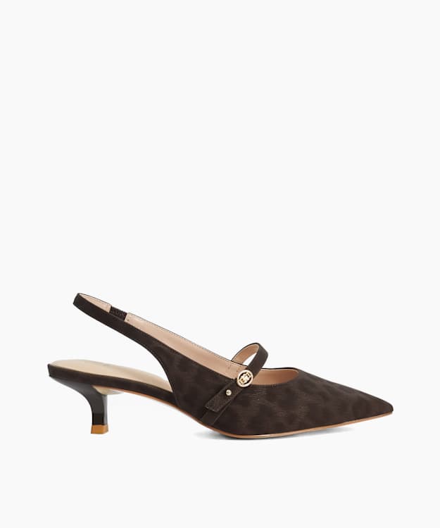 Charma Leopard - Leopard Print Slingback Court Shoes
