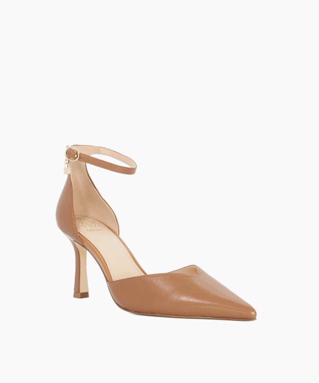 Clarabelle Caramel - Pointed-Toe Heeled Courts