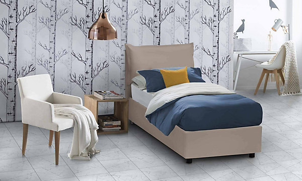 Lit simple Dbruman, Lit coffre avec revêtement en similcuir, Ouverture frontale, adapté pour matelas 80x200 cm, Taupe