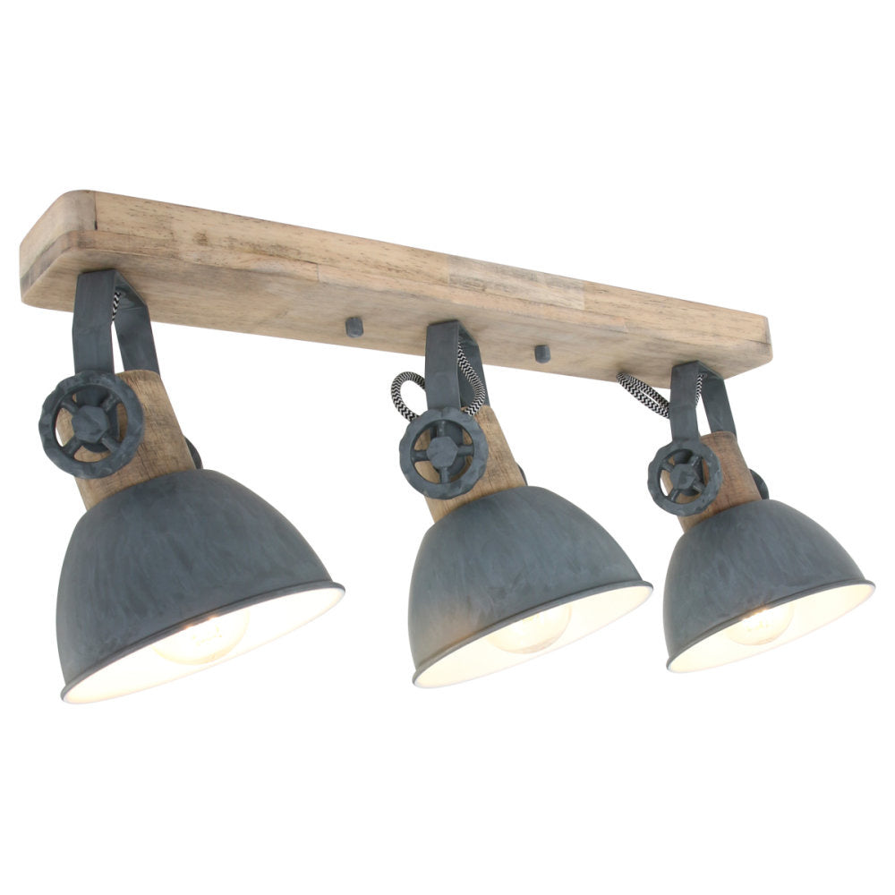 Mexlite spot gearwood - 3 lichts - 59x 17 cm - grijs