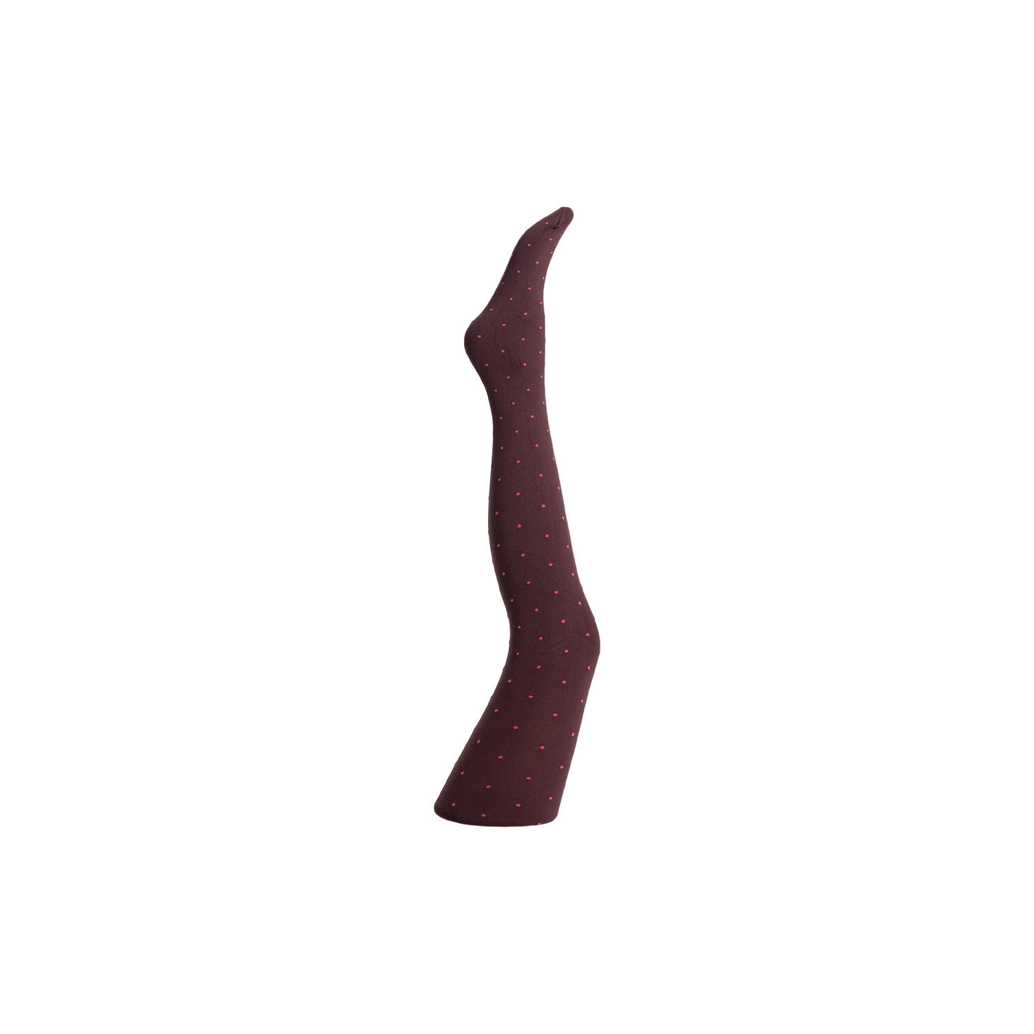 Agnes pink dot tights, aubergine w. pink dots