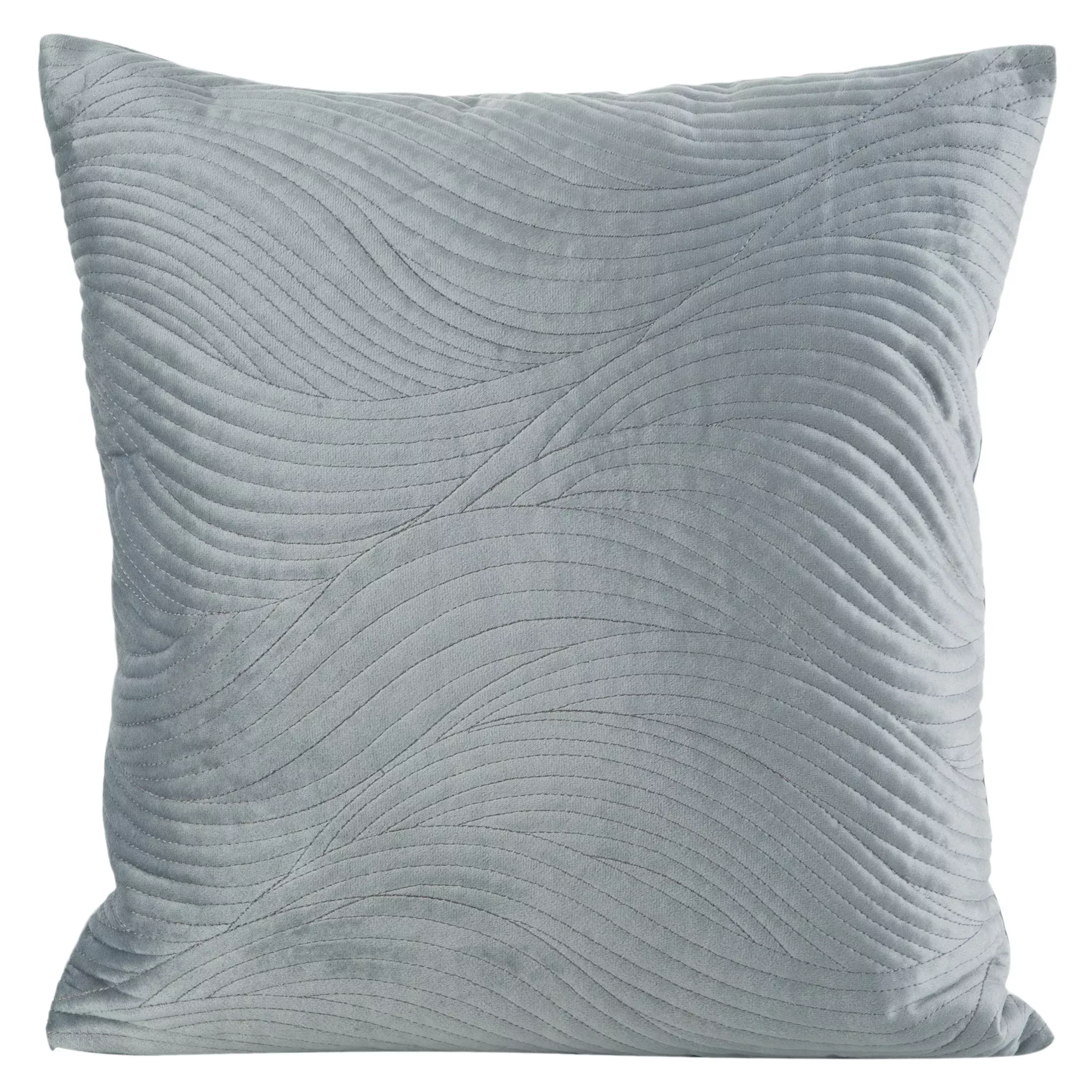 Poszewka na poduszkę 45x45 cm welwetowa, srebrna pikowana w falujący wzór RIA5 Eurofirany Premium