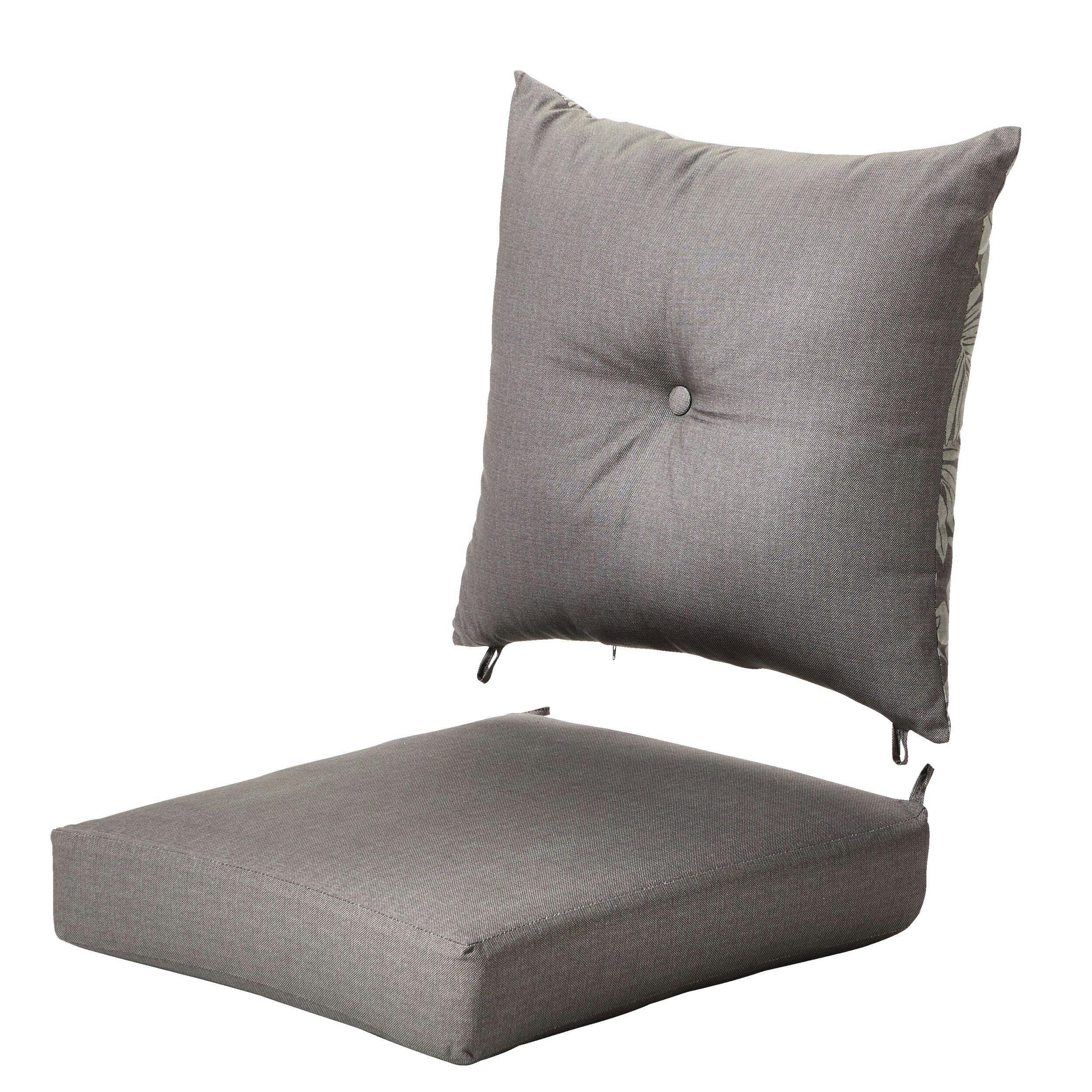 CANVAS Mirabel Patio Deep Seat Cushion UV, Water & Stain Resistant, Black & Grey