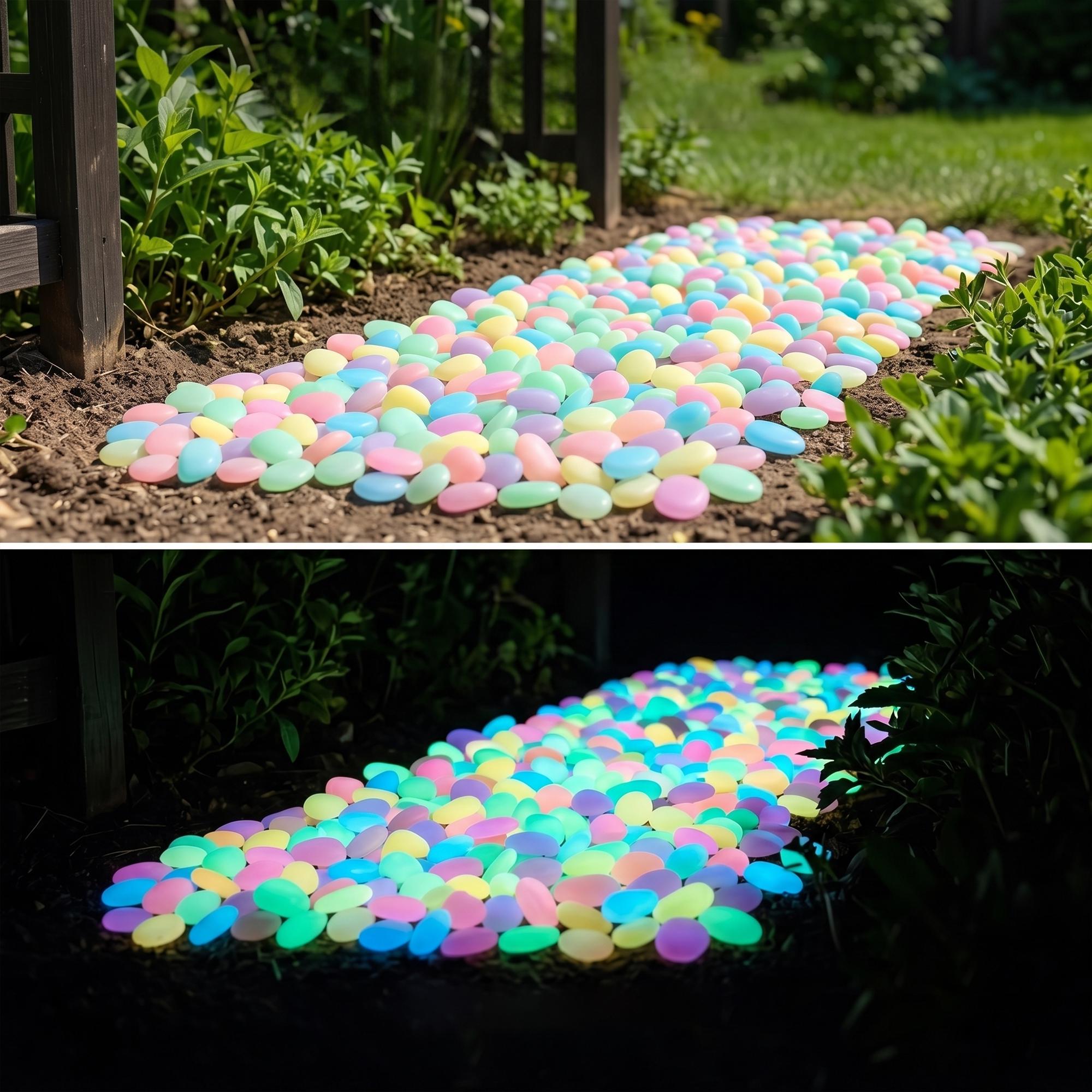 Glow in the Dark Garden Pebbles | Luminous Stones for Outdoor Pathway, Fairy Garden & Aquarium Decor | Eco-Friendly Yard Resin Rocks