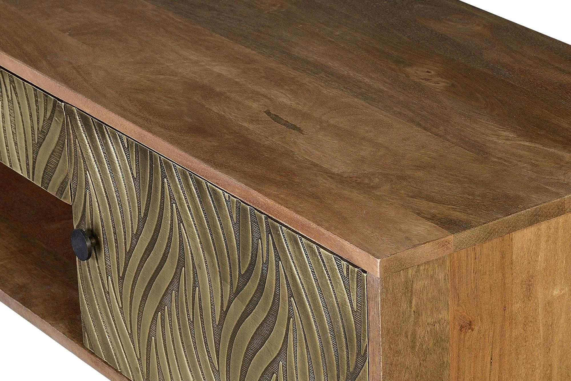 SAVANA - Meuble TV en manguier et bronze marron