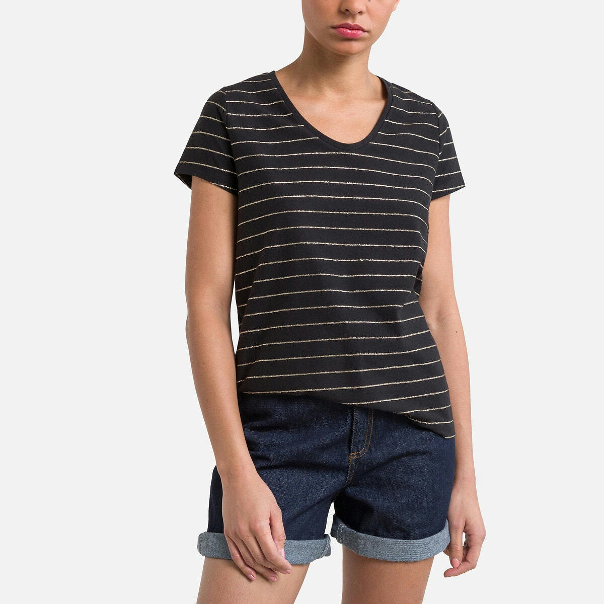 T-shirt rayé, col V