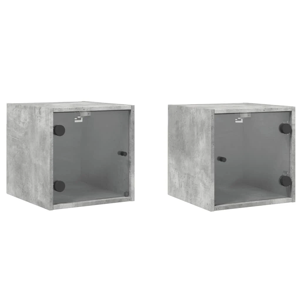 2x Szafka Nocna Stolik Szara z Drzwiami Wisząca Do Sypialni 35x37x35 cm
