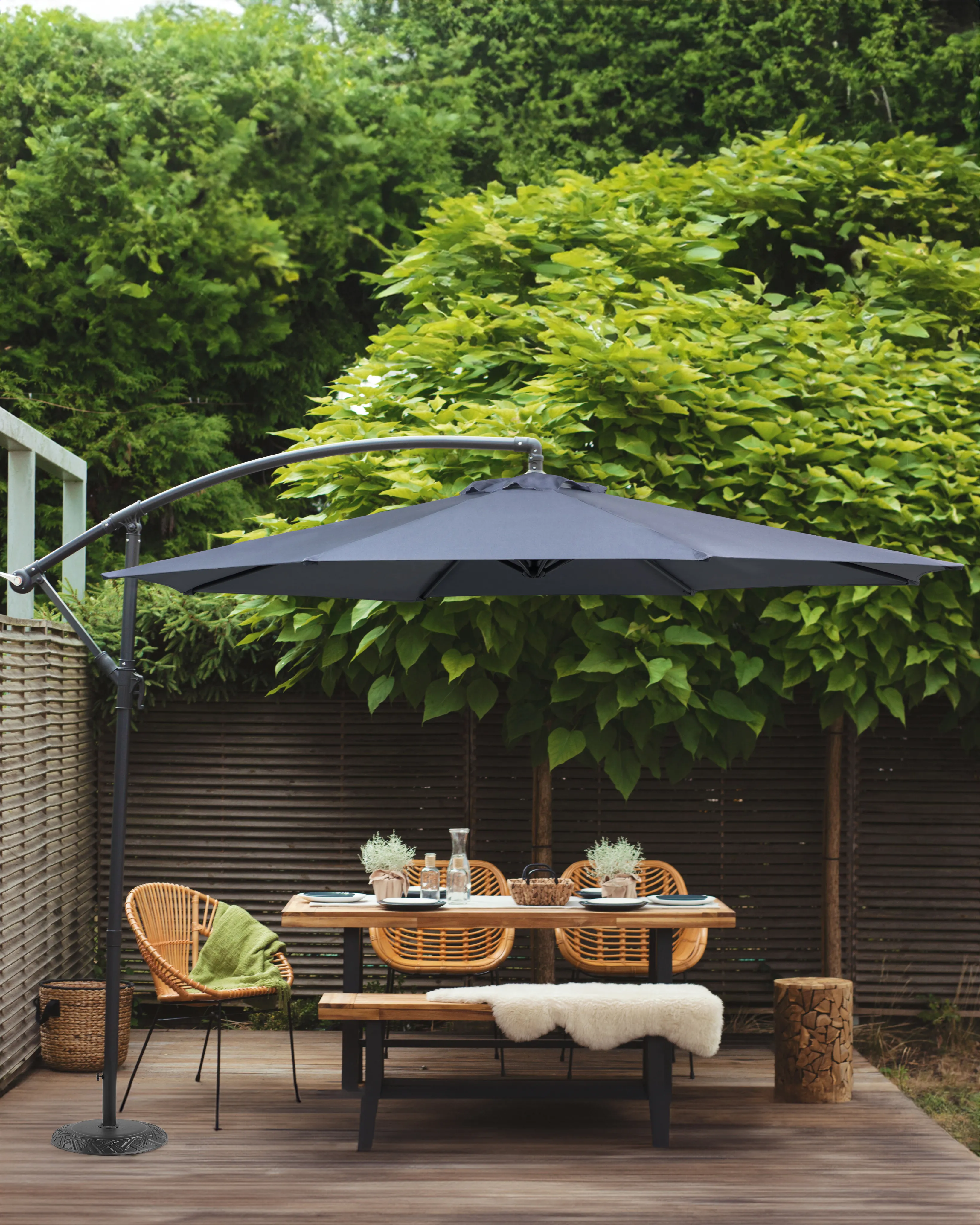 Cantilever Parasol 300 cm RAVENNA Dark Grey