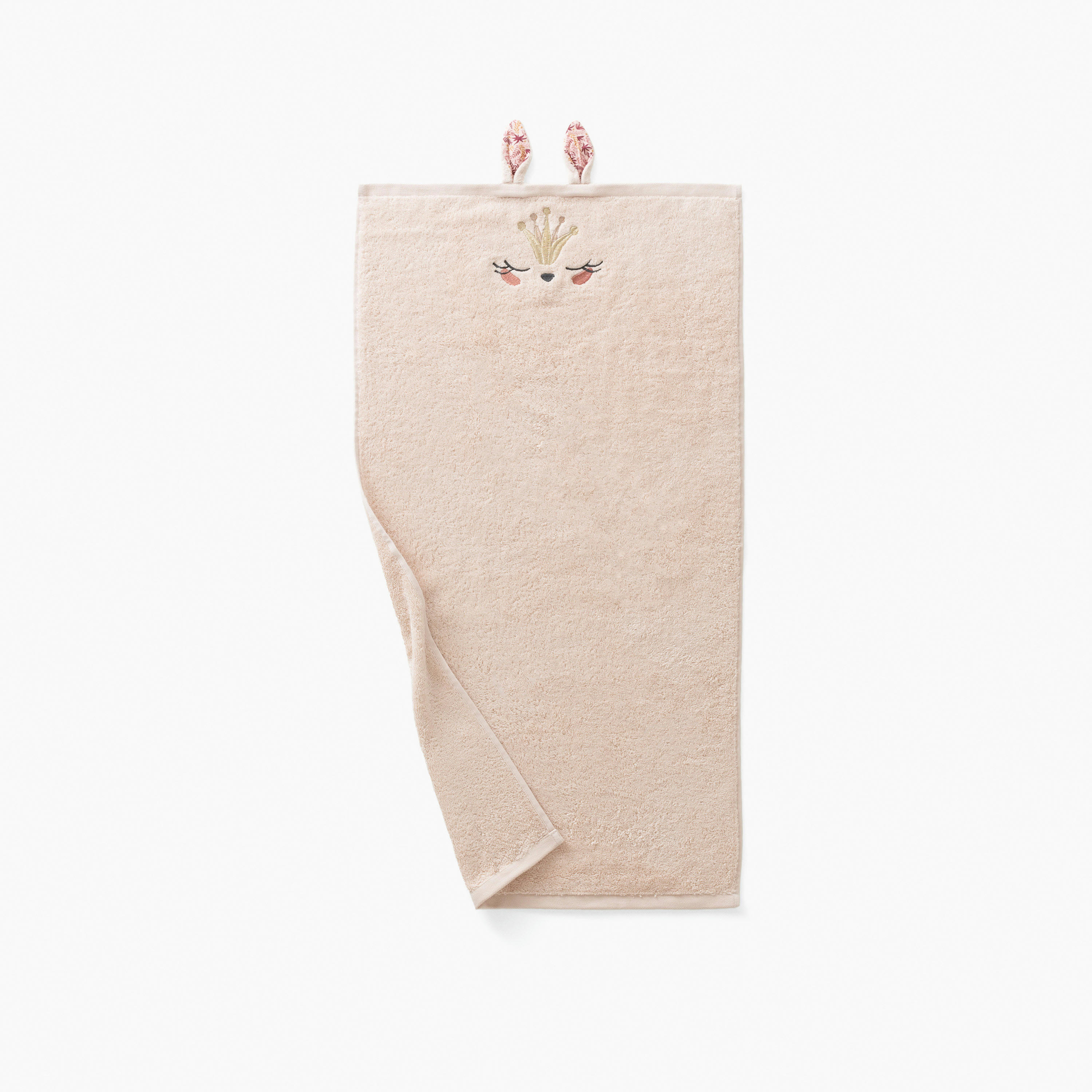 HAPPYFUL - Serviette de toilette Nude bouclette brodé beige 50 x 90 cm