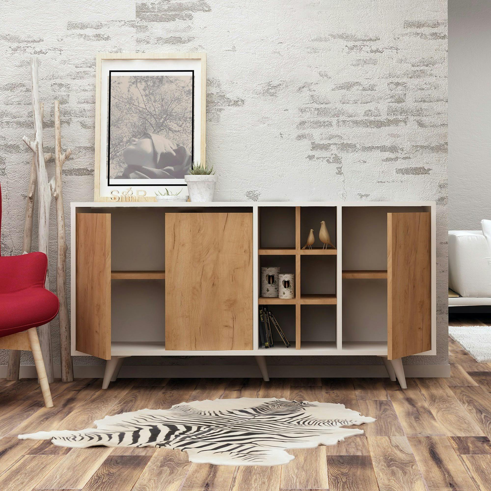 Buffet blanc moderne avec niches décoratives MARFA