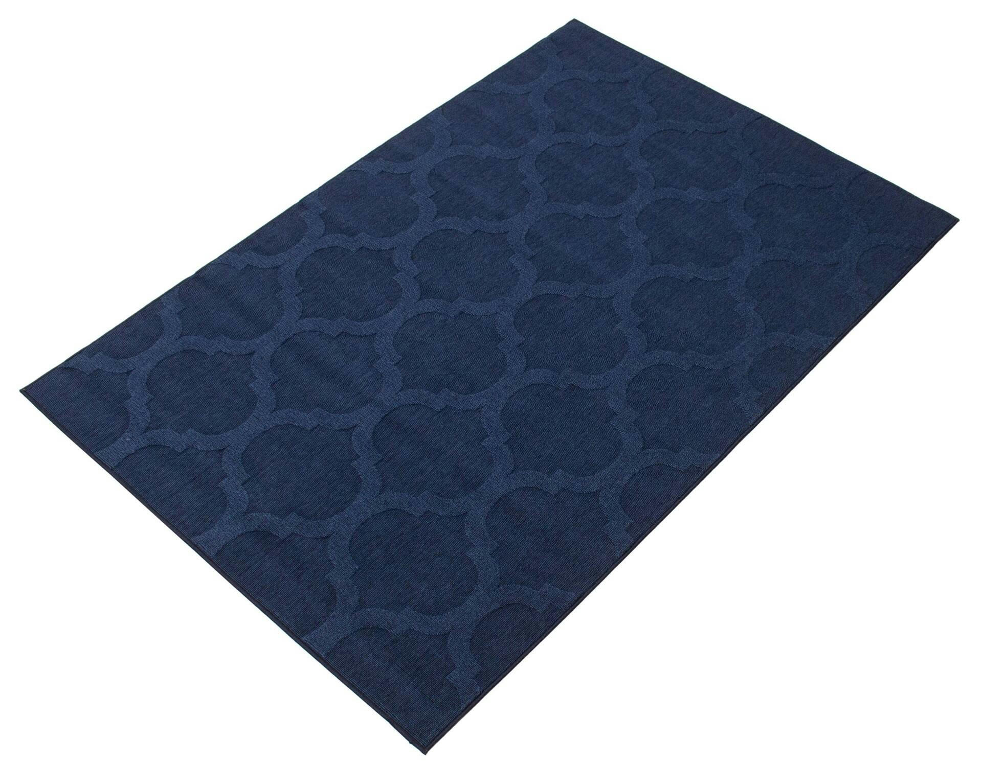 ECARPET Cambridge Indoor/Outdoor Geometric Area Rug, Navy, Assorted Sizes