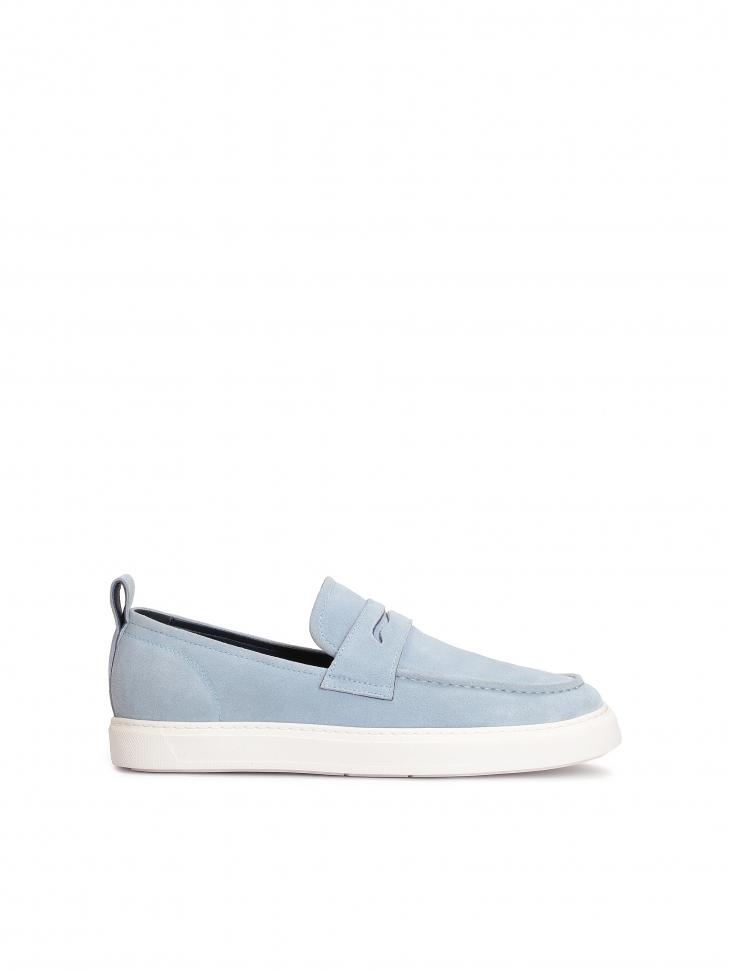 Blue suede slip-on sneakers