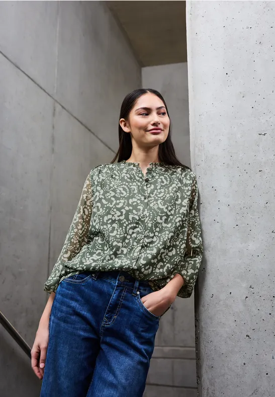 Gemusterte Chiffon Bluse