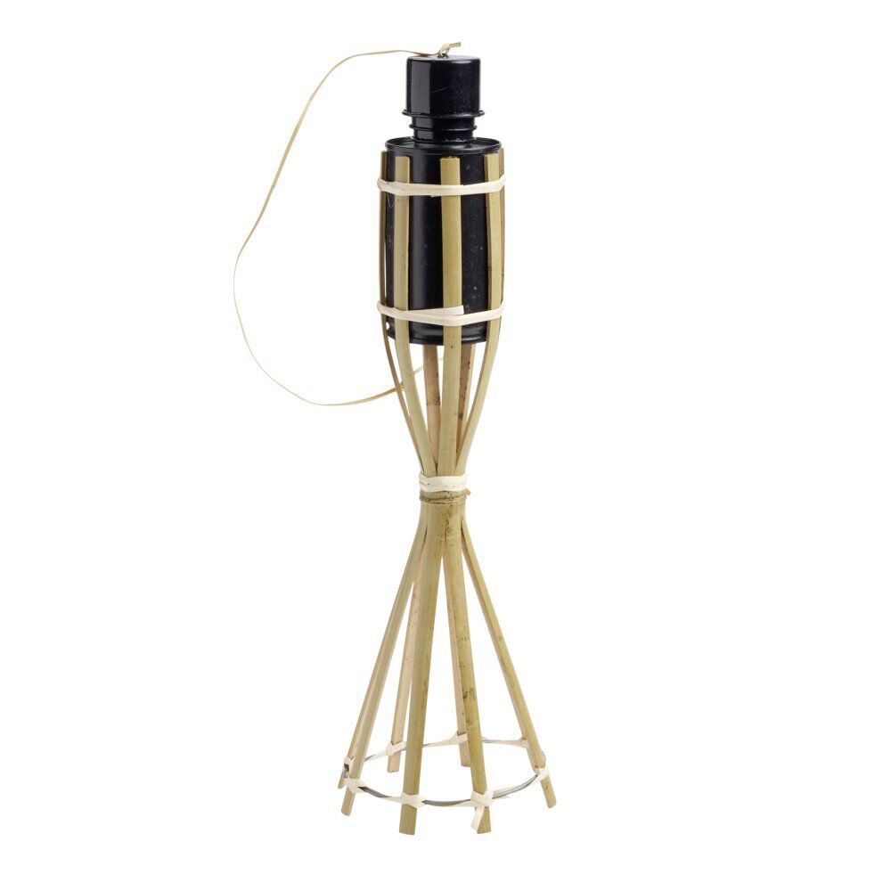 Torche à poser anti-insecte 1 mèche en bambou et métal Ø10xH39,5cm