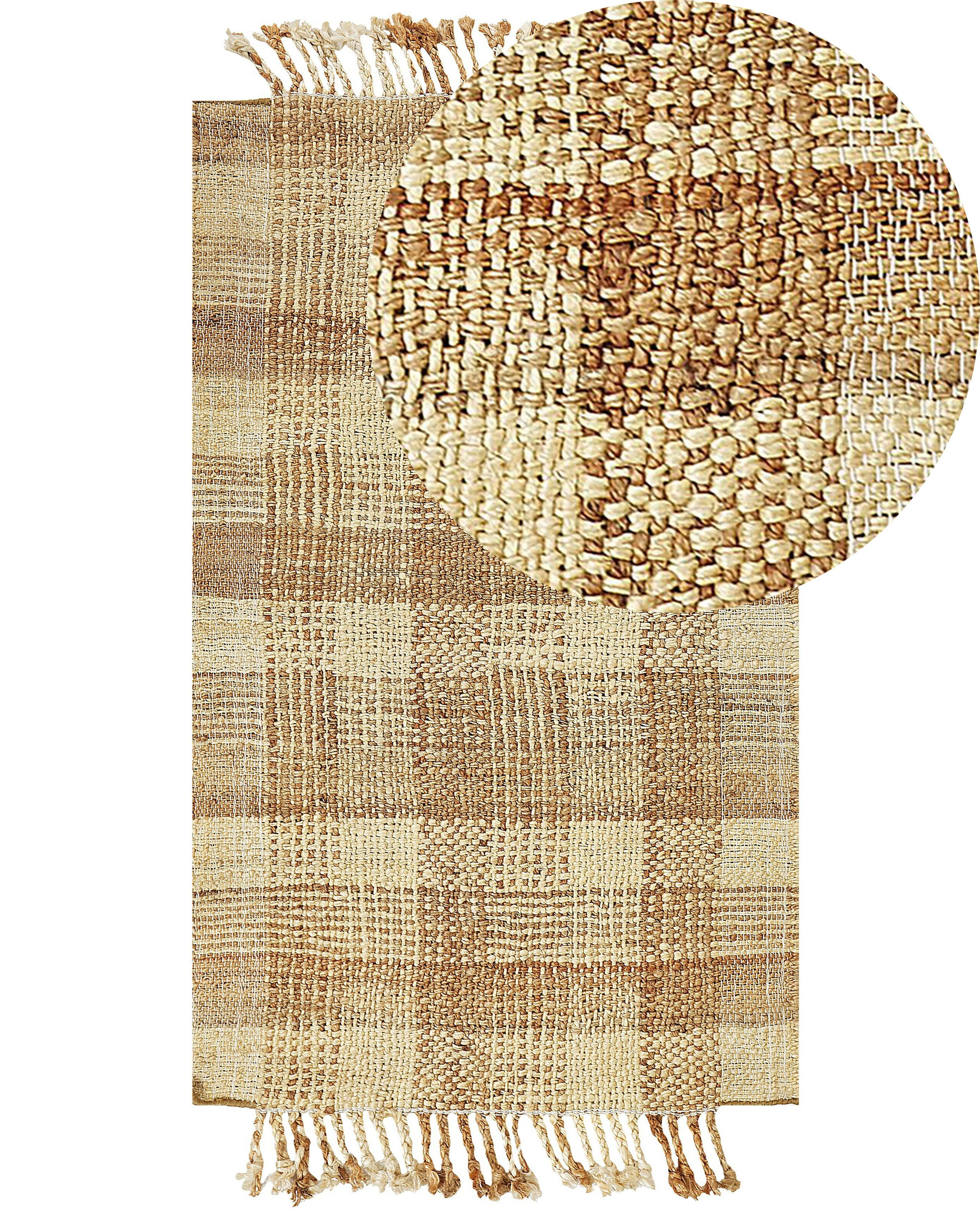 Dywan 80x150 cm z juty ręcznie pleciony beżowy
