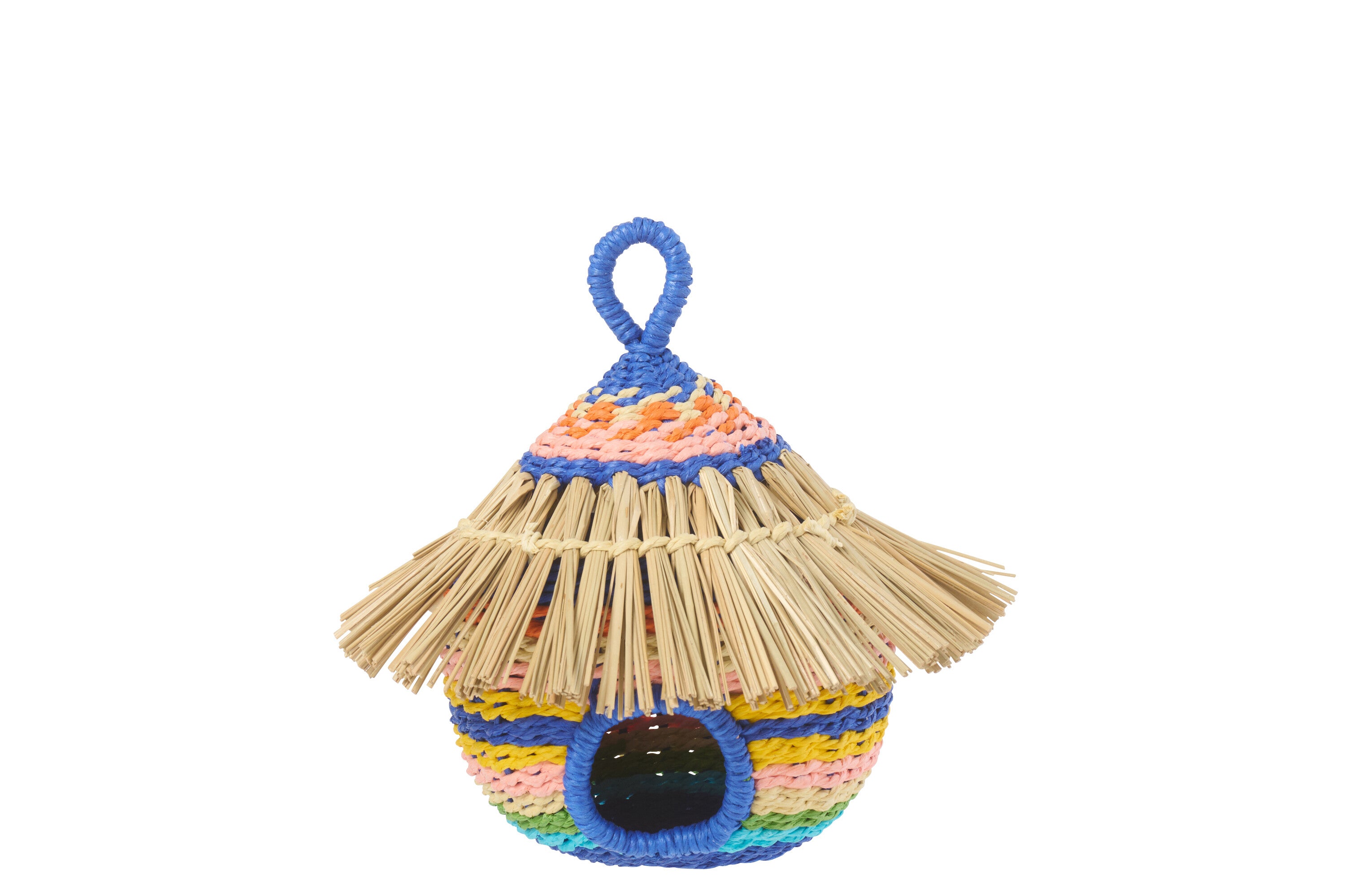 J-Line vogelhuisje Gestreept - polyresin - papier - mix - small
