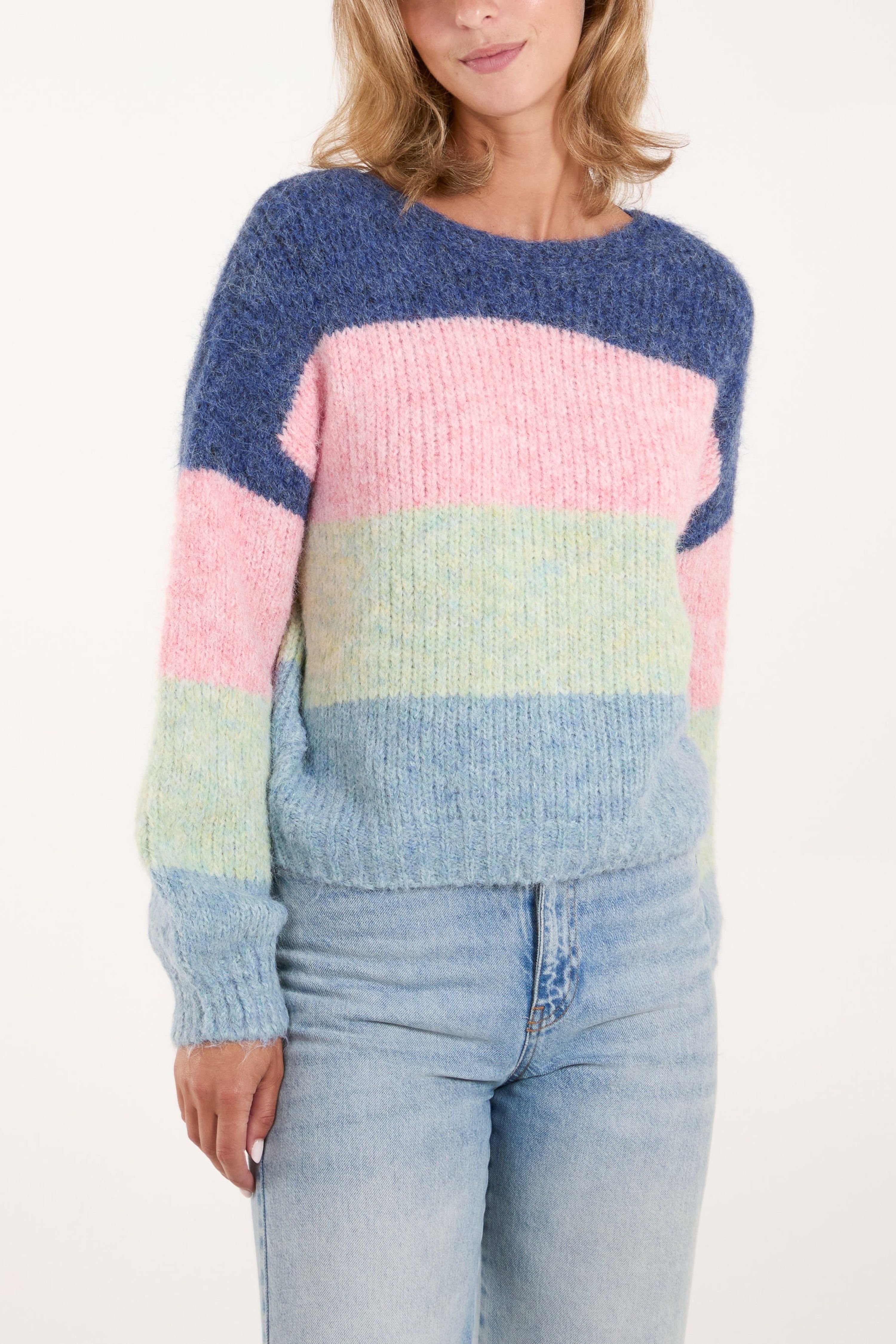 Blue Vanilla Blue Multi Stripe Knit Jumper