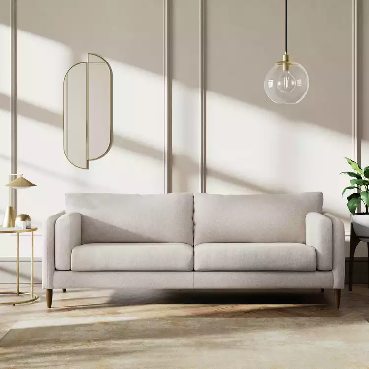 Habitat Newington Fabric 4 Seater Sofa - Natural - Dark Leg