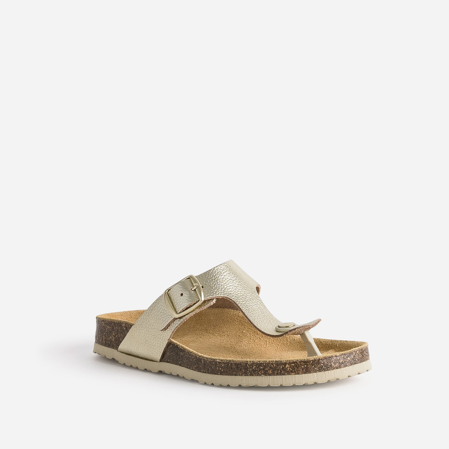 Tong anatomique dorée en cuir éco-conçu