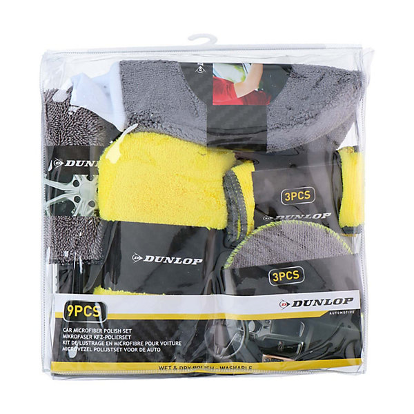 DUNLOP Kit Nettoyage Voiture Microfibre - Accessoires Lavables &Réutilisables, Intérieur/Extérieur, Usage Humide ou Sec
