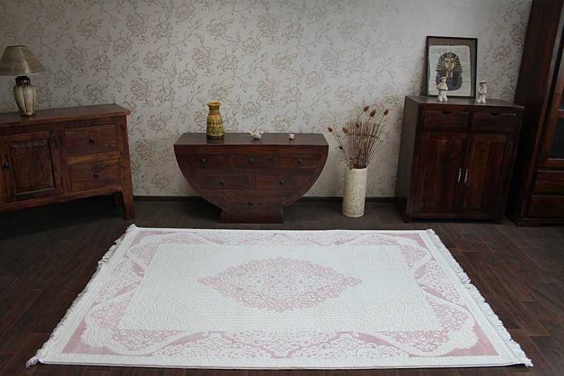 Dywan AKRYL MIRADA 5416 Pudrowy ( Pudra ) Frędzle 80x300 cm